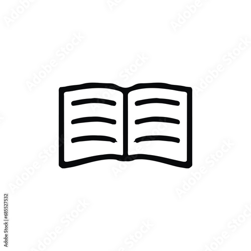 Book icon. Simple style learn course poster background symbol. Book brand logo design element. Book t-shirt printing. Vector for sticker.