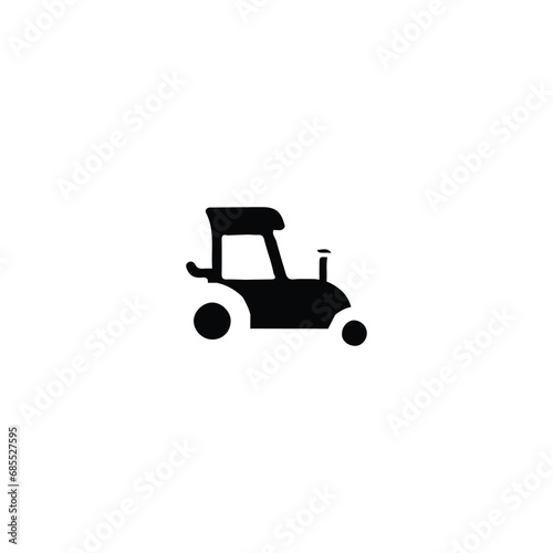 Tractor icon. Simple style farm theme poster background symbol. Tractor brand logo design element. Tractor t-shirt printing. Vector for sticker.