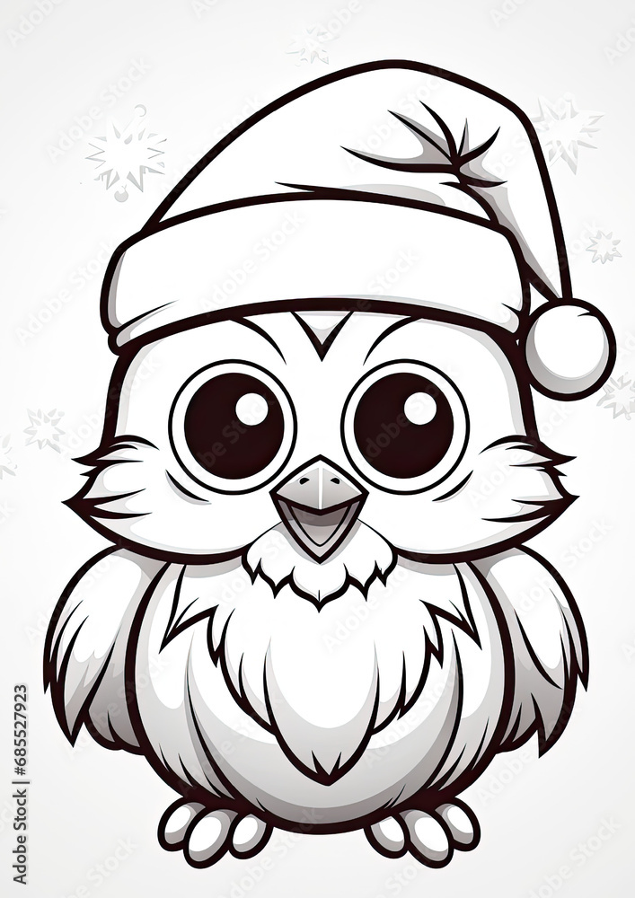 Obraz premium Owl colouring page, Colouring Book Page for Kids 