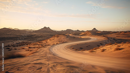 Desert with Sand Dunes and Footprints in the Sand. Generative Ai © Shades3d