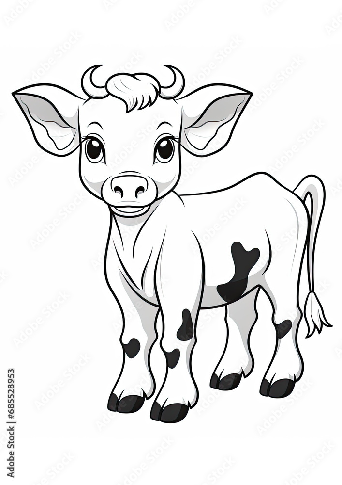 Cow colouring page, Colouring Book Page for Kids 
