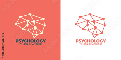 Mental health logo design Psychology Logo concept Human head with heart love graphic design vector illustration