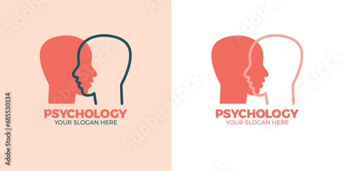 Mental health logo design Psychology Logo concept Human head with heart love graphic design vector illustration