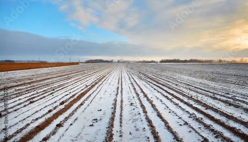 Winter farm field. Agriculture and agribusiness