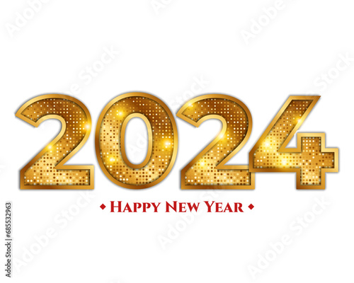 Canvas Print 3d shiny dots golden 2024  numbers happy new year luxury gold wishes clipart sti