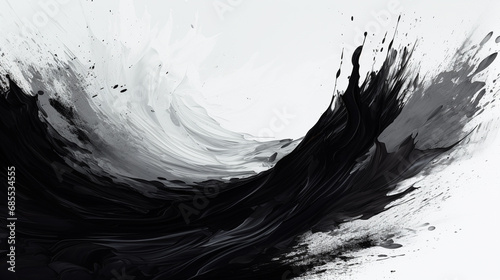 The black and white abstract brush stroke background. AI Generated.