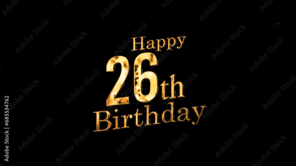 Congratulations on the 26th birthday with fireworks, happy birthday, golden fireworks Congratulations on the 26th birthday with fireworks, happy birthday, golden fireworks