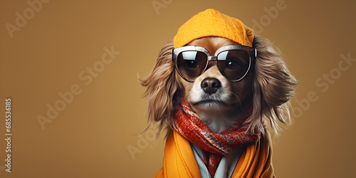 Dog In Sunglasses Image . A Playful Dog in Stylish Sunglasses .