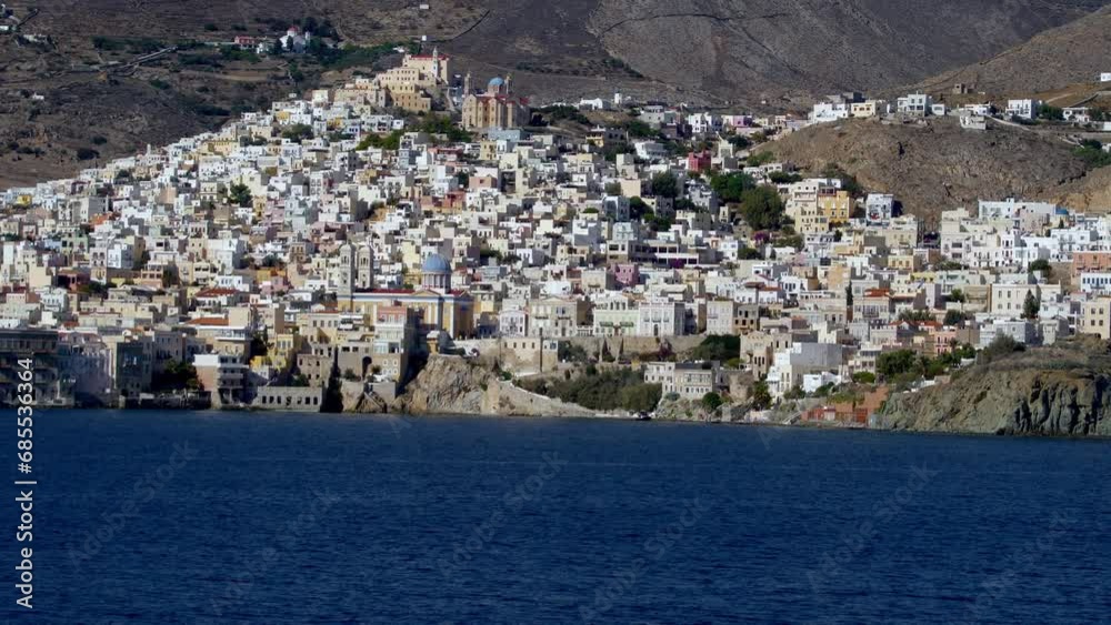Beautiful Scenic View of Ermoupoli Town at Syros Island, Greece. Beautiful Scenic View of Ermoupoli Town at Syros Island, Greece.