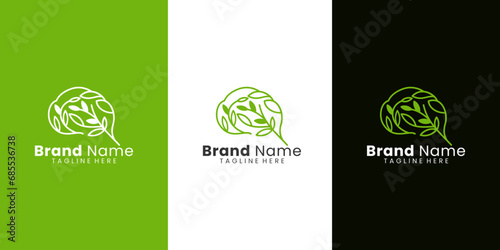 Minimalist logo design mind nature health brain