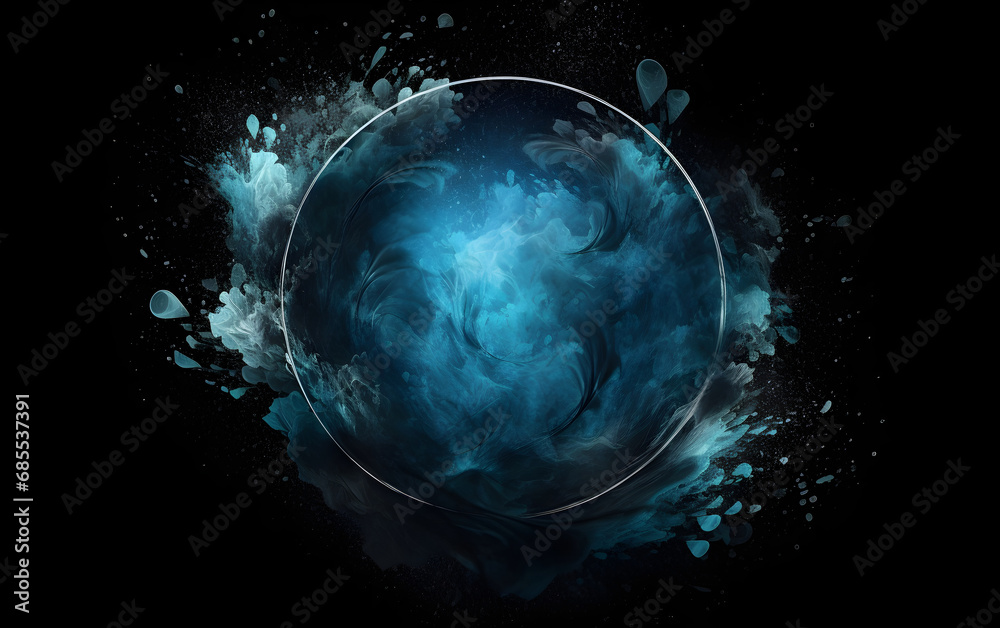 Circular frame of fluid splashes, Generative AI Circular frame of fluid splashes, Generative AI