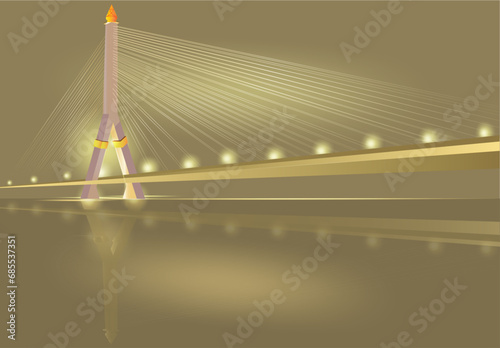 Rama 8 Bridge gold thai background