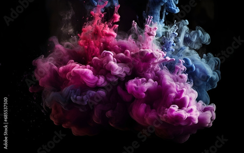 Abstract art with ink splash, color smoke and paint water, Generative AI