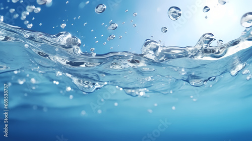 Water droplets splashing on the water surface and underwater bubbles,PPT background