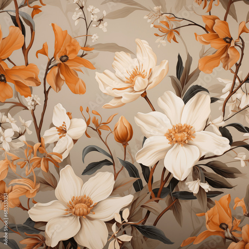 A floral print in tonalism style