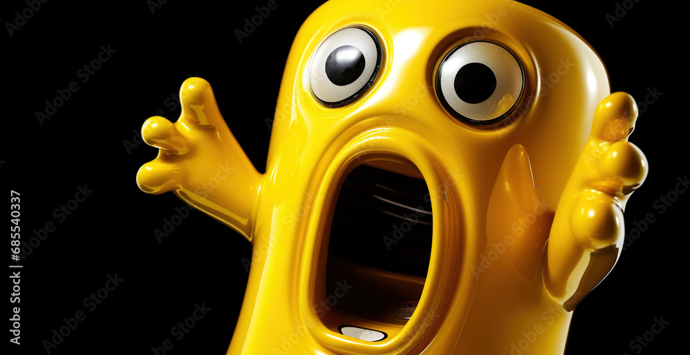 Shocked, scared or startled emoji with mouth wide open and eyes bulging