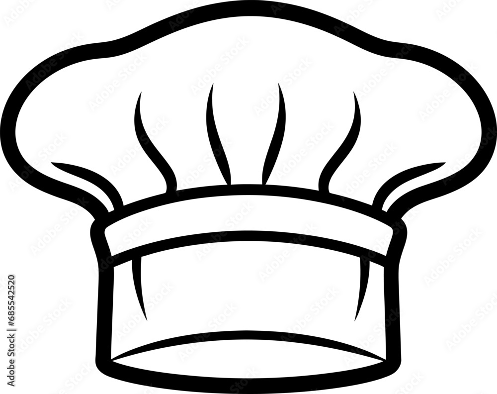 Chef cook hat silhouette in black color. Vector template. - obrazy, fototapety, plakaty 