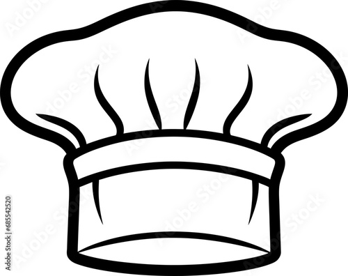 Chef cook hat silhouette in black color. Vector template.