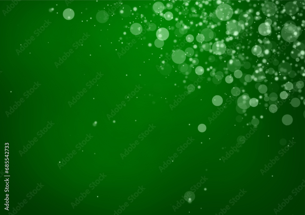 Abstract background in green tones Decorated with circles, dots, and soft bokeh. Created from a graphics program.