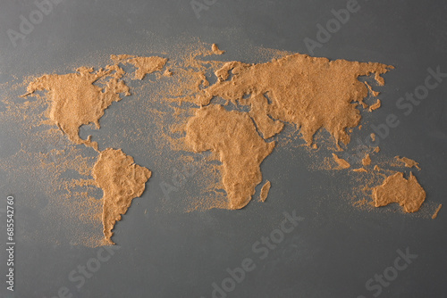 The global map made of sand photo