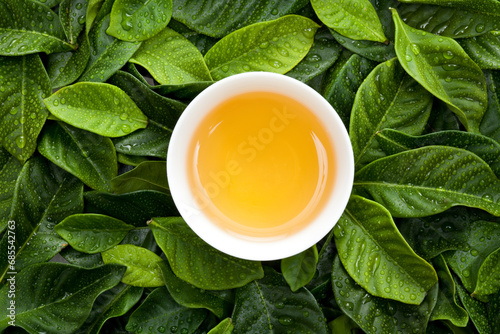Tea and tea leaves photo