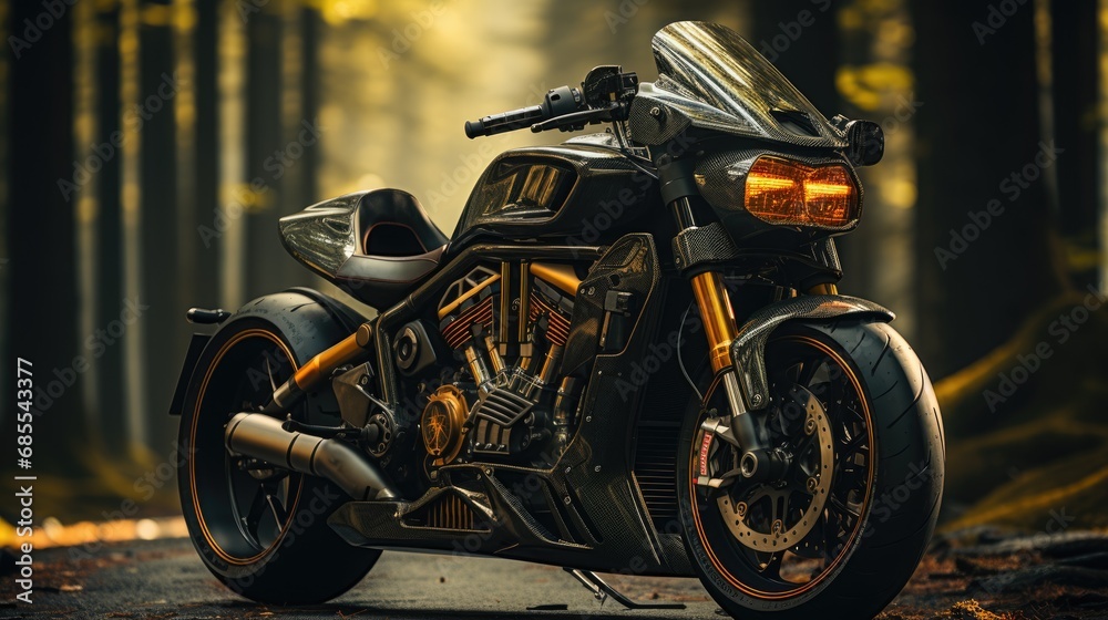 A beautiful motorbike running on a road A beautiful motorbike running on a road