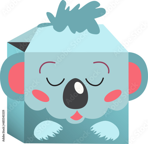 Vector illustration of cute koala gift box for festive kid design isolated on white background
