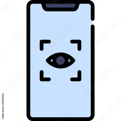 Secure eye scanning icon. Filled outline design. For presentation, graphic design, mobile application.