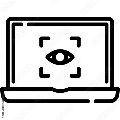 Secure eye scanning icon. Outline design. For presentation, graphic design, mobile application.