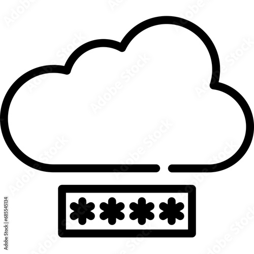 Cloud storage password icon. Outline design. For presentation, graphic design, mobile application.