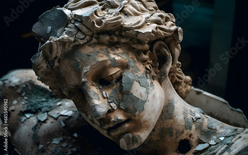Shattered Head of an Ancient Greek Statue, Generative AI