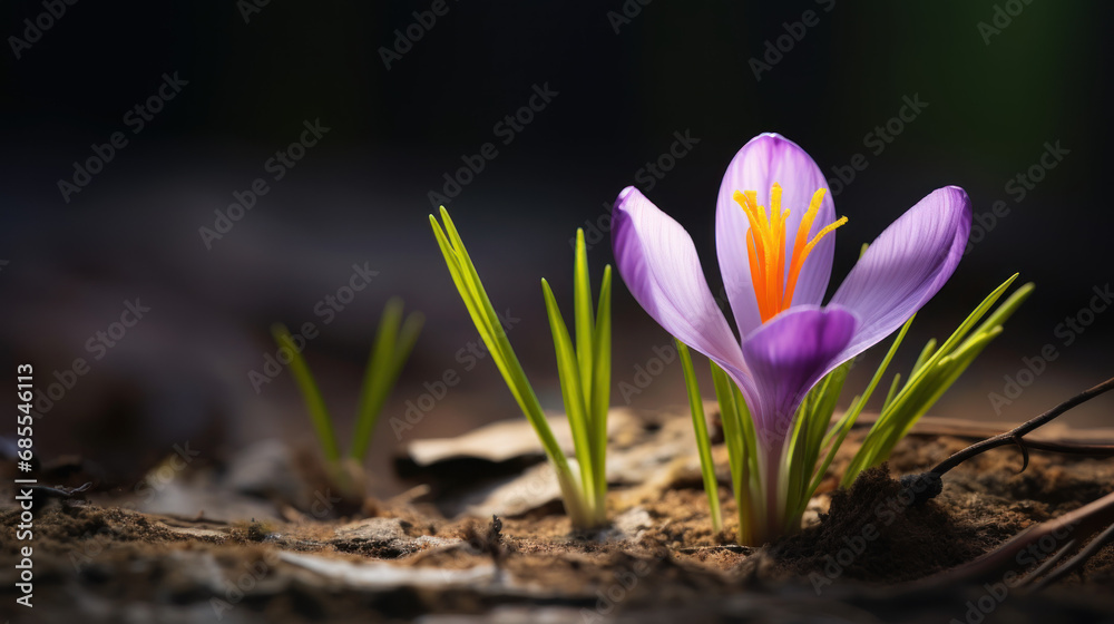 Saffron Crocus Isolated on Natural Background, Generative ai Saffron Crocus Isolated on Natural Background, Generative ai