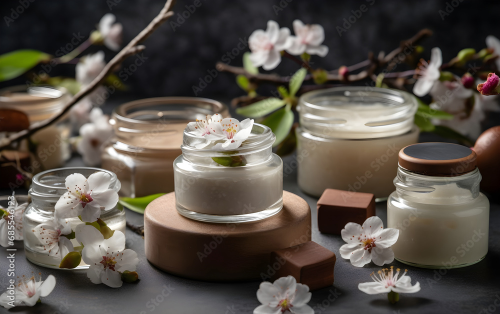 An array of natural and organic eco-friendly cosmetics, Generative AI An array of natural and organic eco-friendly cosmetics, Generative AI
