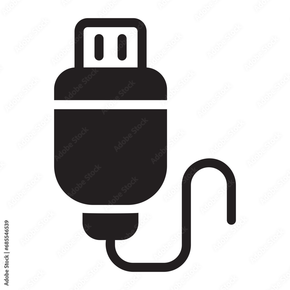 usb connector glyph icon usb connector glyph icon