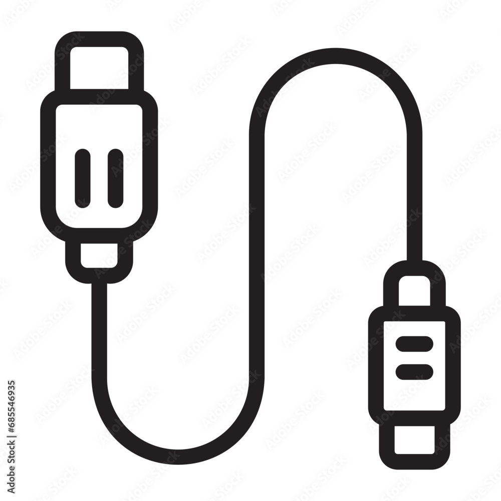 usb cable line icon usb cable line icon