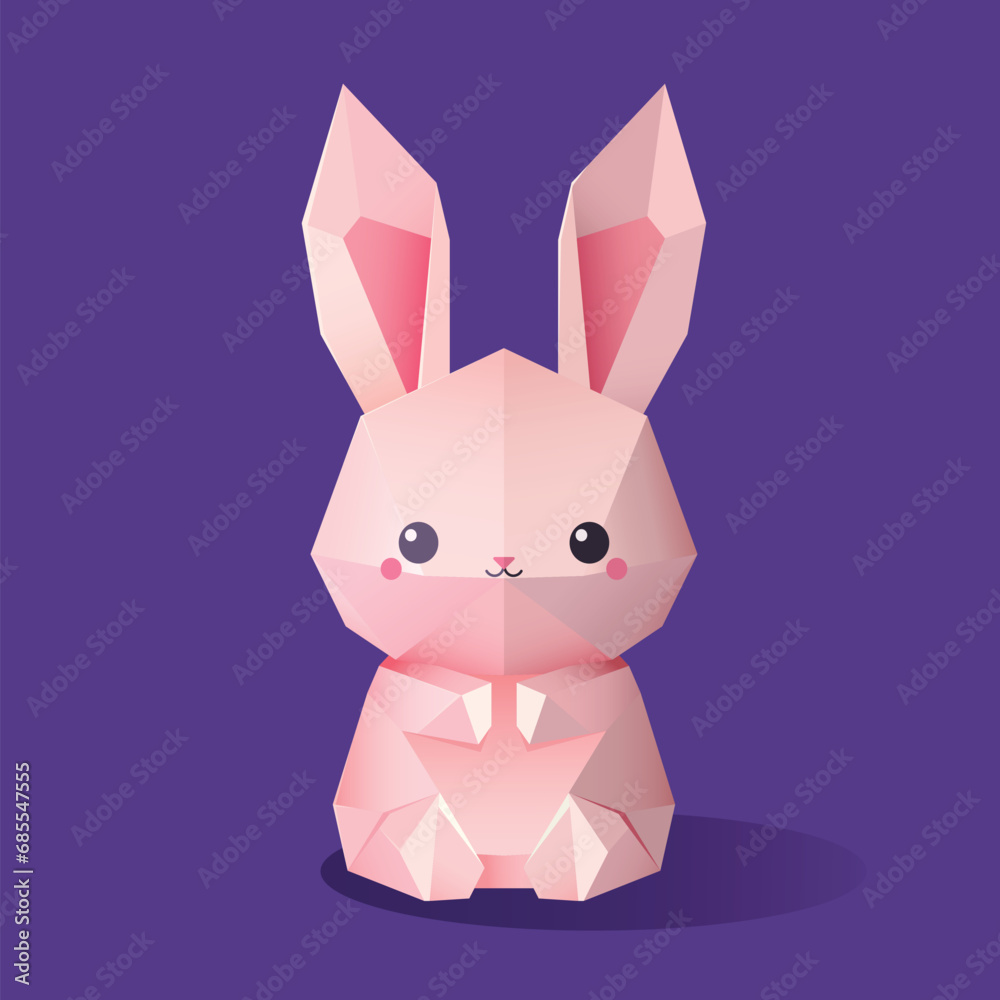 cute rabbit in origami vector style
