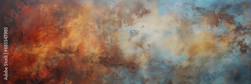 Old and grungy artistic and abstract painting, panoramic background with copy space