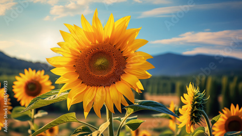Sunflower Beauty Against a Backdrop