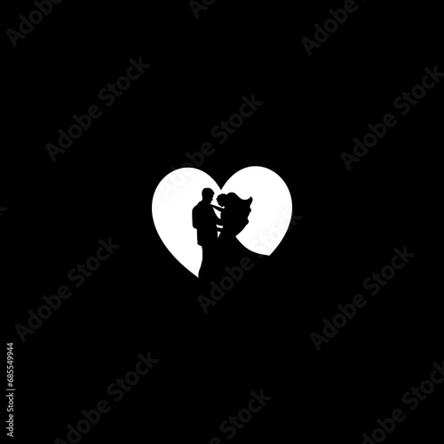 logo icon weeding couple vector black