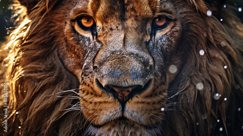 close up portrait of a lion