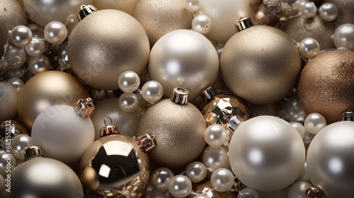 Christmas baubles background, winter holidays banner