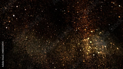 Super Slow Motion Shot of Festive Golden Glittering Background at 1000fps.