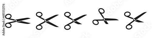 Scissors icon set. Collection of scissors cut. Vector illustration