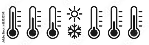 Temperature icon set. Temperature scale symbol. Vector illustration photo