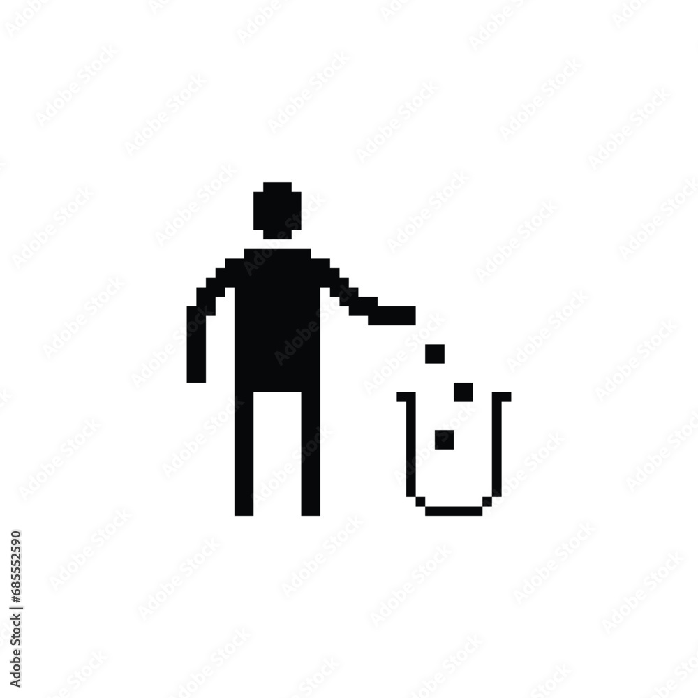 this is trash icon in pixel art with black color and white background ,this item good for presentations,stickers, icons, t shirt design,game asset,logo and your project. this is trash icon in pixel art with black color and white background ,this item good for presentations,stickers, icons, t shirt design,game asset,logo and your project.
