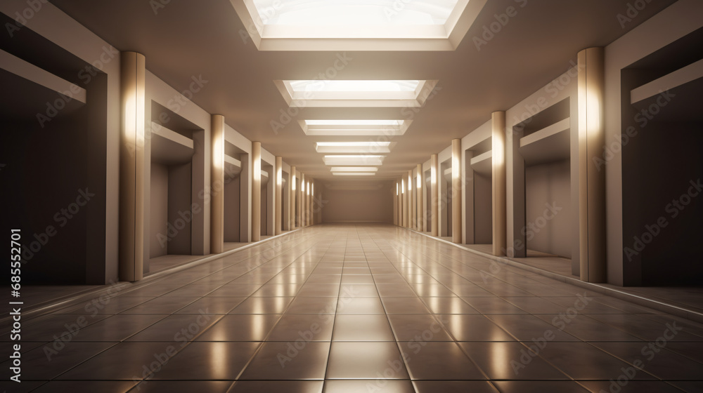 Empty corridor or walkway hall space interior