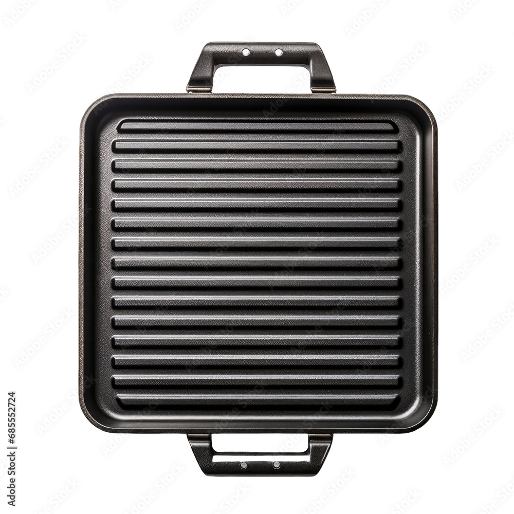 Fototapeta premium Black Grill Pan with Handle, on a transparent background
