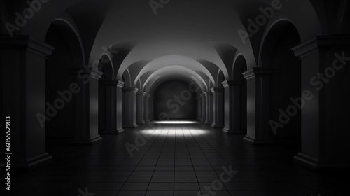 Empty dark corridor or walkway hall space © UsamaR