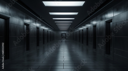 Empty dark corridor or walkway hall space © UsamaR
