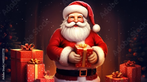 a baby in a santa suit. Ai ilustration. digital painting. Generative AI Artificial Intelligence Artwork